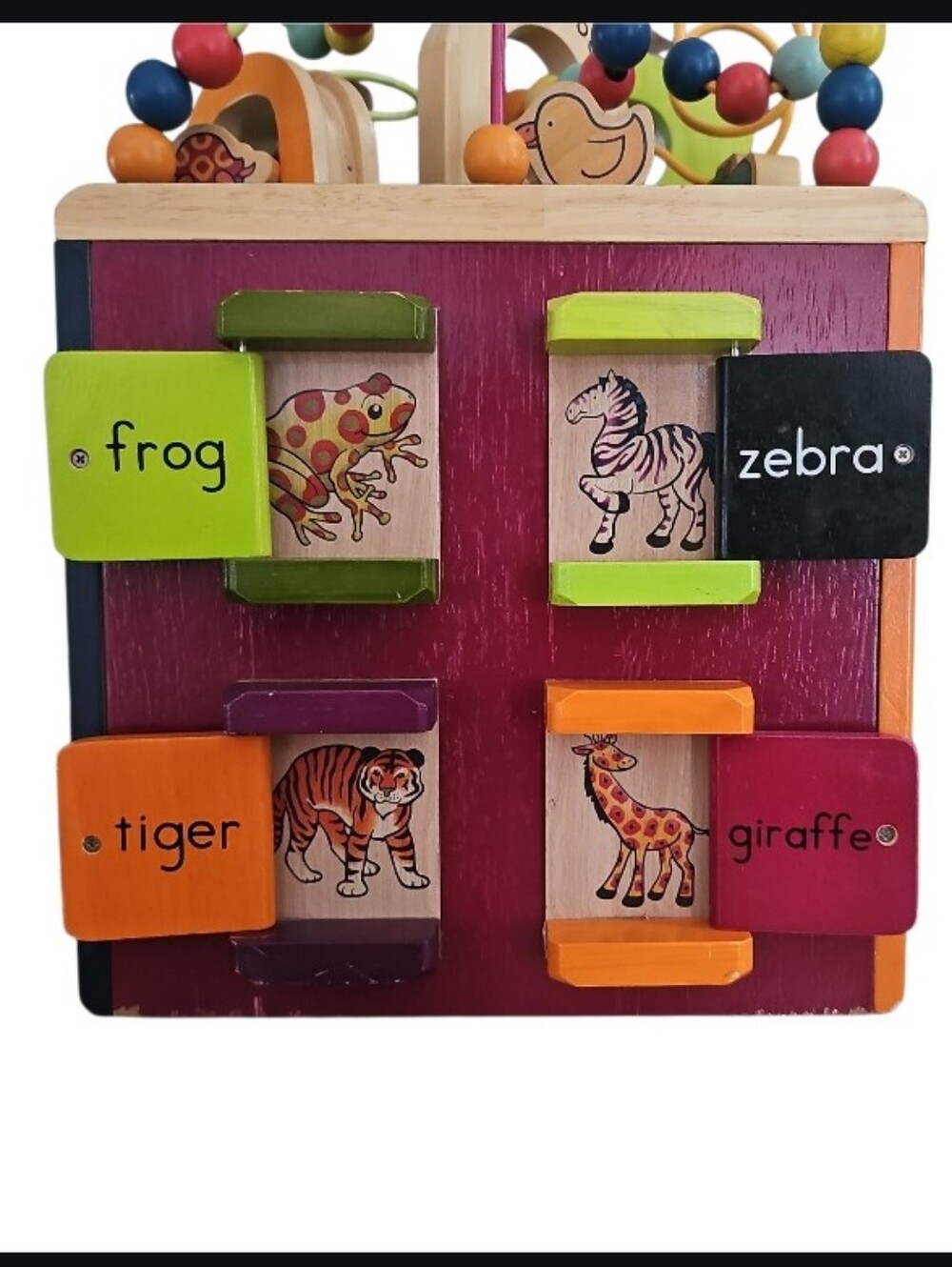 B. Toys by Battat Wooden Activity Cube Alphabet Bead Maze Montessori Toddler Toy - Picture 6 of 16
